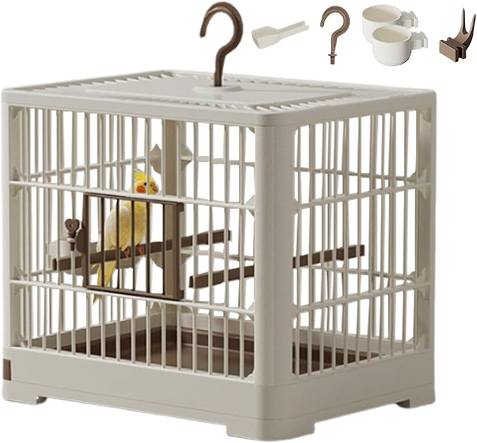 Bird Cages for Parakeets - Travel Bird Cage, Portable Bird Carrier | Lightweight Travel Cage with Detachable Tray Hook Handle, Compact Travel Cage
