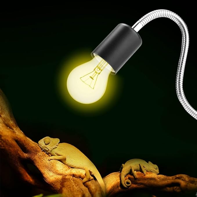 Rotating Adjustable Temperature for Bird Lizard Snake Aquarium Heat Lamps Light Bulbs Reptile Lamp Fixture Holder Clamp, 360 Degreesfor Bird Lizard Snake (US Plug 110V)
