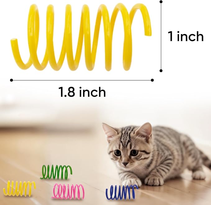 Cat Spring Toys 60 Pack, Interactive Toys for Kittens to Swat, Bite & Hunt, Colorful Durable Plastic Spiral Springs for Indoor Cats - Image 2