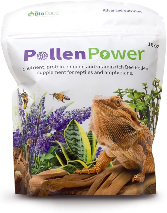 The Bio Dude Pollen Power 4 oz - Premium Bee Pollen Supplement - Great for Bearded Dragons, Tortoises and other herbivores/omnivores