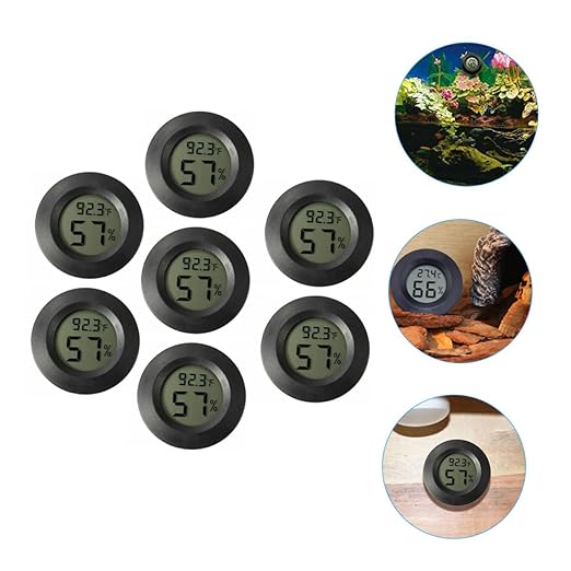 Happyyami 7pcs Compact Reptile Tank Hygrometer Digital Thermometer Humidity Gauge for Terrarium for Humidor and Incubator
