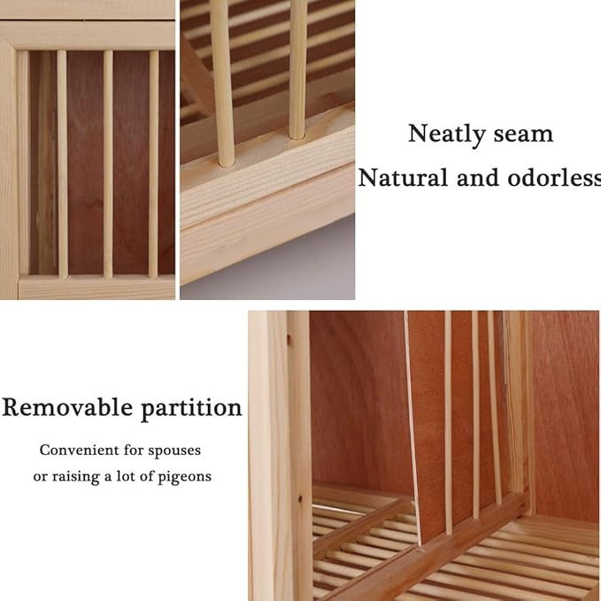 Semi-Shaded Bird Carrier, Household Moisture-Proof Bird Cage, Natural Pine Pigeon Utensils, (70 * 40 * 40cm)