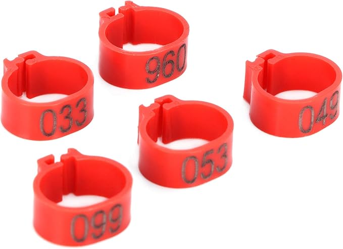 Tiiyee Pigeons Leg Ring, 100Pcs Plastic Bird Identify Clip Ring Poultry Markers Foot Ankle Training Identification Bands for Ducks Chicks Chicken Guinea Pigeons Goose Bantam Finch Lovebird Quail(12mm)