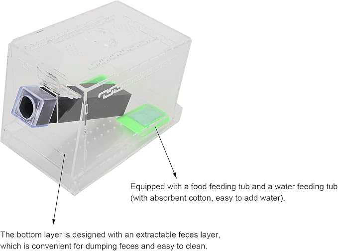 Acrylic Feeding Cricket Keeper Pen with Tubes Care Kit Tank Box for Reptile (Small 9x9x11cm/ 3.54x3.54x4.33in)