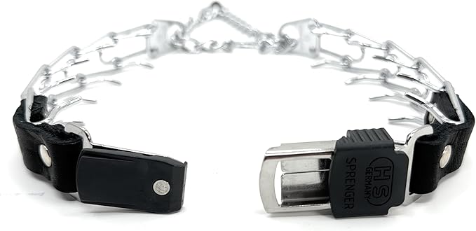Herm Sprenger Prong Collar for Dog Training with Easy Quick Release Cliclock & ORing - German Made Dog Collar with Chrome Plated Steel 2.25mm Prongs for Small Dogs (14-19" Neck)