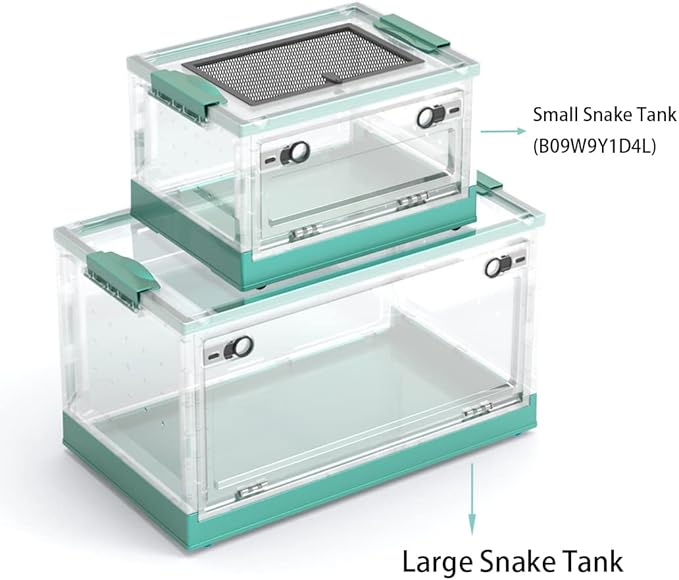 Large Snake Reptile Tank Amphibians Habitat Cages Sliding Screen Top for Lizard,Gecko, Frog, Hamster Animals(21.65"x12.6"x12.2") (Grey Blue)…
