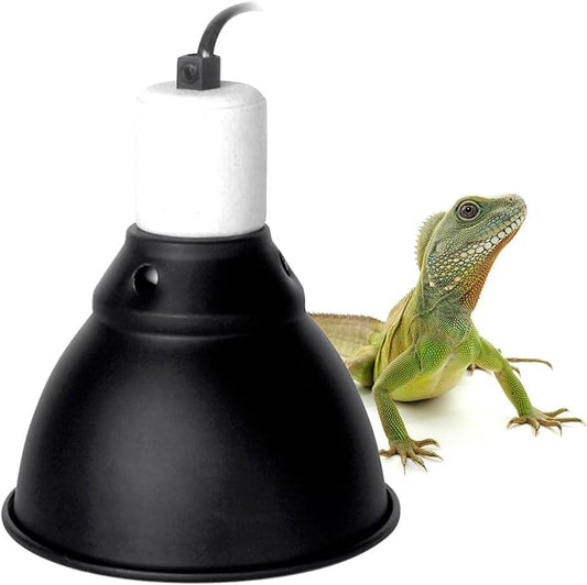 BNOSDM Reptile Light Fixture,5.5 Inch Shallow Dome Reptiles Heat Lamp Fixture for UVB UVA Bulb,Heat Basking Bulb,Optical Reflection Heat Lamp Fixtures for Reptile Amphibian Tank Terrariums