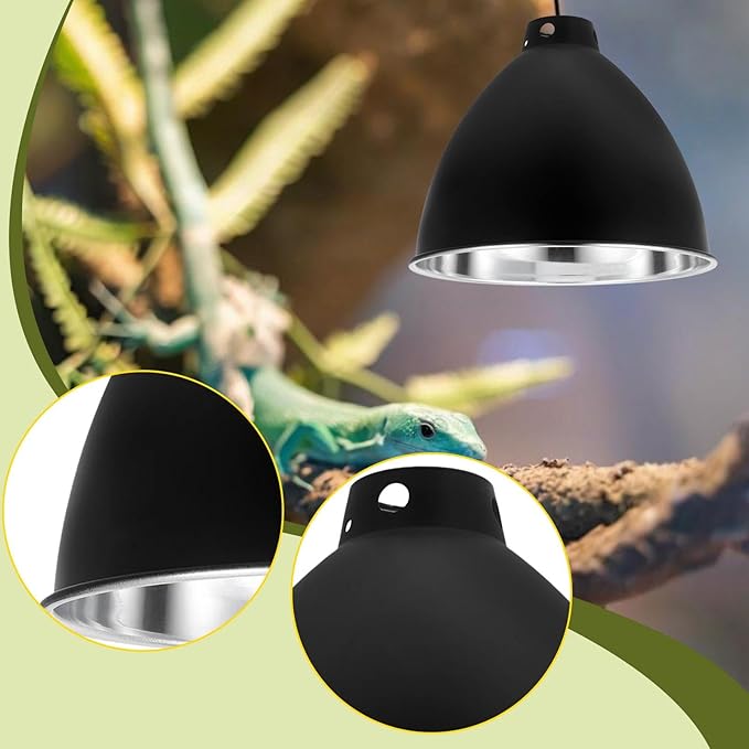 Reptile Dome Lamp Cover Light Fixture Part, Directly Replace Light Shade for Chameleon, Bearded Dragon, Lizard, Gecko Turtles, 8.5in Silver Lining