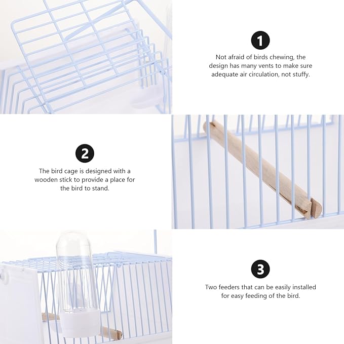 1set Portable Bird Cage for Parrots and Birds Handheld Travel Carrier Wire Design for Outings Lightweight and for Car Seats and