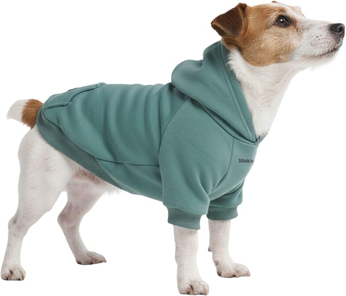 Spark Paws Dog Hoodie – Premium Dog Sweater for Small, Medium, and Large Dogs | Warm Outfits for French Bulldogs, Pitbull, Puppy, Winter Jacket Alternative - Teal - L