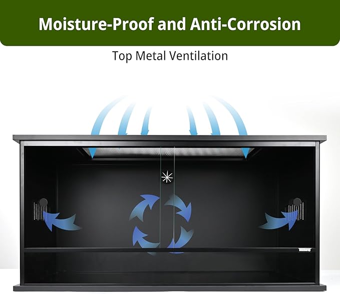 36x18x18 Inch PVC Reptile Enclosure,50 Gallon Reptile Tank Cage for Snake,Ball Python,Bearded Dragon,Gecko,Lizard,Turtle with Front Sliding Door and Top Screen Ventilation