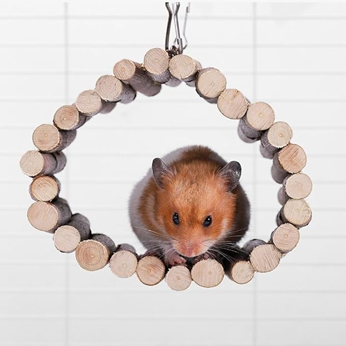 Tnfeeon Wooden Hamster Bridge,Shrub Rodents Chewing Climbing Tunnel Small Animal Bendy Bridge Ramp Hut Hideout for Guinea Pigs Hedgehogs Chinchillas and Other Rodents