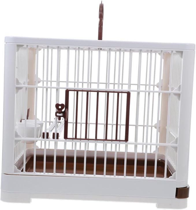 Portable Bird Travel Cage with Handle for Parakeets Small Birds and Pigeons Lightweight Plastic Carrier with Ventilation Removable Tray for Easy Cleaning Outdoor Flight Cage for