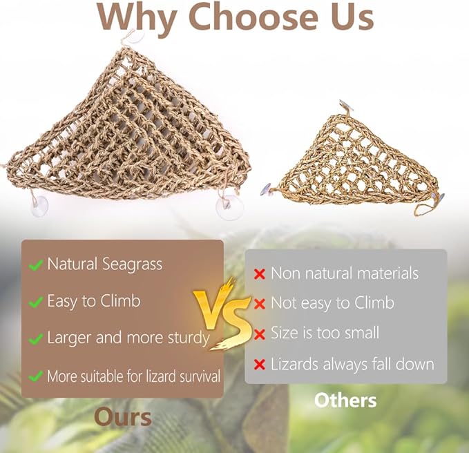 Large Bearded Dragon Tank Accessories, Natural Adjustable Reptile Climbing Toys Bendable Bridge, Reptile Habitat & Hermit Crabs Habitat Decor with Climbing Hammock Toys for Hermit Crab, Lizard, Snake