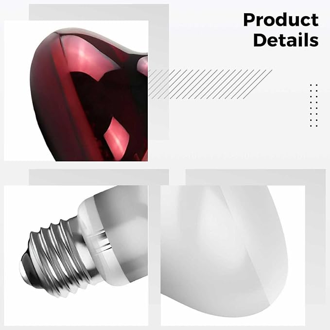 75W Reptile Heat Lamp Bulb, Day & Night Basking Spot Light Combo Pack, Uva Daylight Heating Lamp, R80 Bulb, Infrared Heat Lamps for Turtle Lizard Snake, 3.1 X 4.3 in