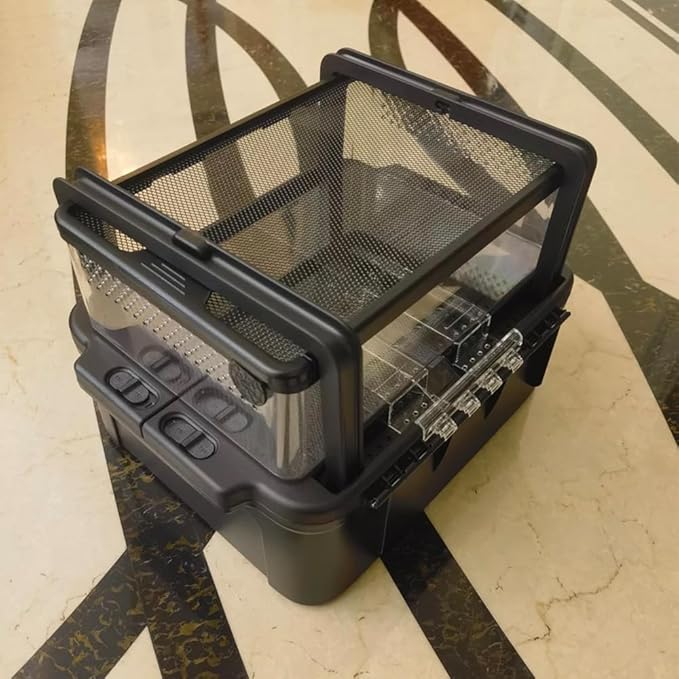 Flushbay Portable Reptile Cage Carrier Tank with Handle Reptile Transport Container Terrarium Box Habitat Cage Pet Houses for Turtle, Gecko, Bearded Dragon, Lizard, Frog, Snake, Spider