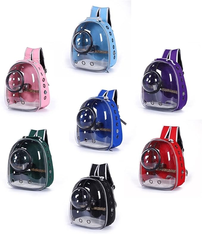 The Birdcage Lightweight Bird Carrier Backpack Travel Cage Bird Breathable Transparent Creative Space Cabin Shape Design Bird Utensils Parakeet Cage (Color : Pink)