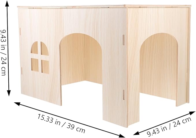 LUOZZY Wooden Hamster Hideout House Small Animal Wooden Hut Habitat Guinea Pig Chinchilla Hideout Hamsters Bunny Sleeping Hiding House