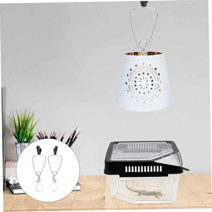 VANZACK 2pcs Metal Reptile Lampshade Fixing Clips for Climbing Pets and Easy to and Lamp Shades Safe and Convenient Hold for Terrarium Lighting