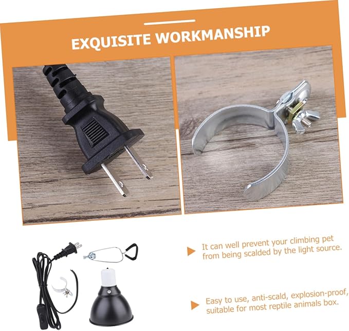 110V Reptile Lamp Fixture with Dome Cover Heat Dissipation Shade for Safe Pet Heating Compatible for Various Reptile Habitats and Heat Bulbs
