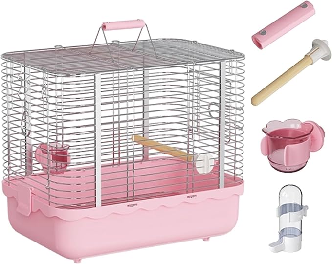 Bird Carrier Travel Cage Parakeet, Portable Outdoor Bird Cage Indoor Bird Aviary for Parrots, Canaries, Lovebirds, Quakers(Large(Pink))