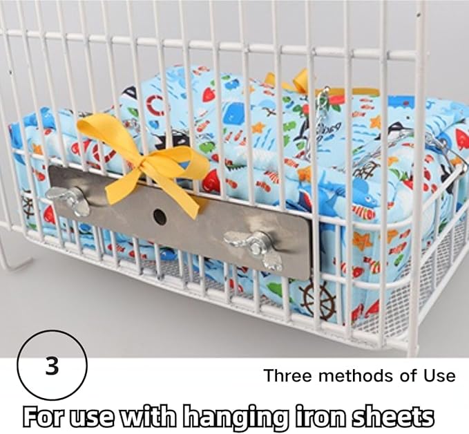 Rat Hammock for Cage Chew Proof Rat Toys Warm Bed, Small Animal Hanging Iron Basket Ferret Cage Accessories and Habitats Removable Nest Mat for Hamster, Sugar Glider, Hedgehog (Black Iron,Monkey)
