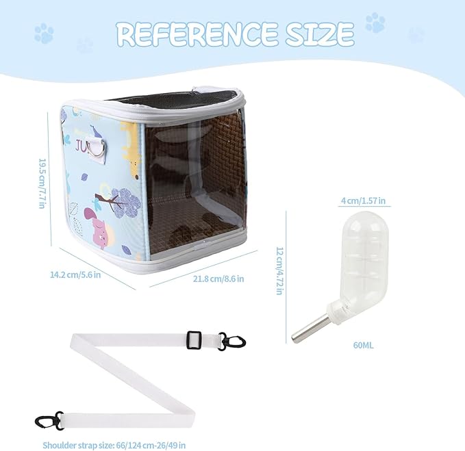PVC Pet Travel Bag with Water Dispenser Breathable Net Panel Transportation for Birds Parrots Outdoor Activity Pet Travel with Water Feeder
