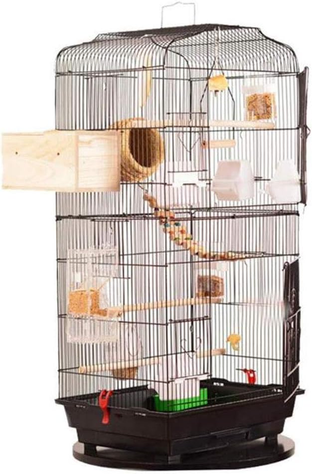 Large Black Metal Bird Cages Parrot House Finch Perch with Tray Complete Accessories Flower Shop Decoration,