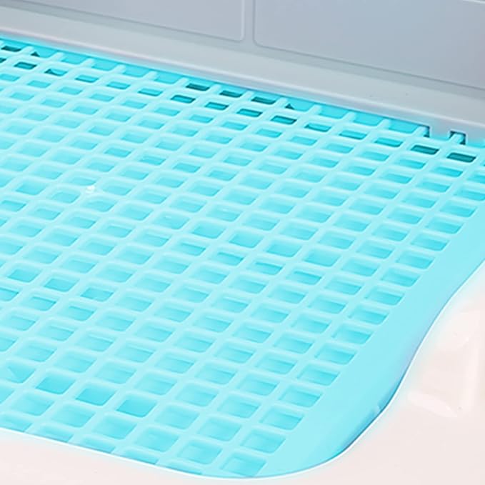 Puppy Dog Potty Tray Pee Pad Holder, Mesh Training Toilet for Small and Medium Dogs, Easy to Clean, Wall for Male Dogs, Ideal for Busy Owners (Blue)