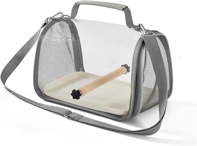 pureza 1pc Portable Pet Backpack Carrier for Small Birds and Parrots - Wooden Cage with Side Perch, and Mesh Window Accessory