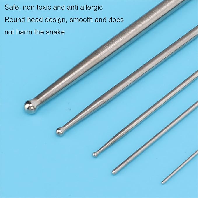 Snake Probe Kit, 6PCS Stainless Steel Snake Sexing Probe Round Head Anti Allergy Reptiles Probes with Storage Box for Different Size Snakes