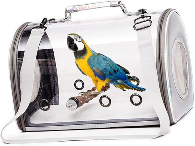 Kisangel Parrot Carrier Bag Shoulder Strap Portable Outdoor Birds Carrying Container for Travel Crossbody Use and Pet Interaction