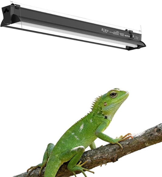 T5 HO UVB Lighting Kit, 8W Terrarium Hood with Detachable Curved Reflector, Desert 10.0 UVB T5 Lamp (8 Watts)