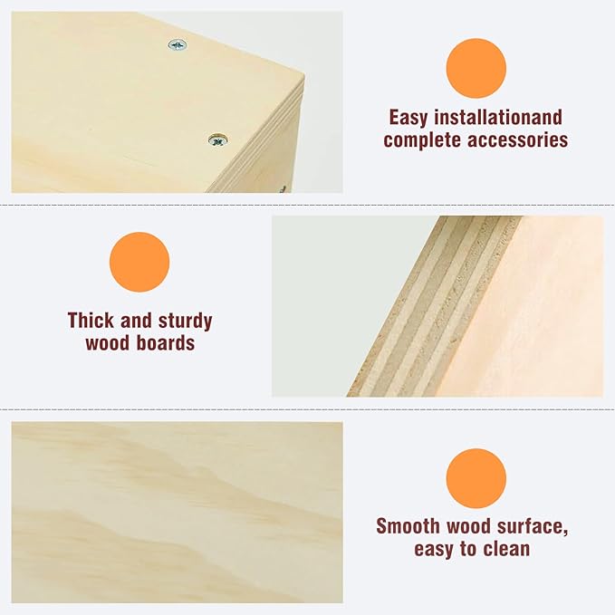 Wooden Rabbit Nesting Box, Small Animal Hutch Hideout, Breeding Shelter & Burrow Den Alternative for Rabbits, Guinea Pigs, Chinchillas or Other Small Pets(16x11x11 in)