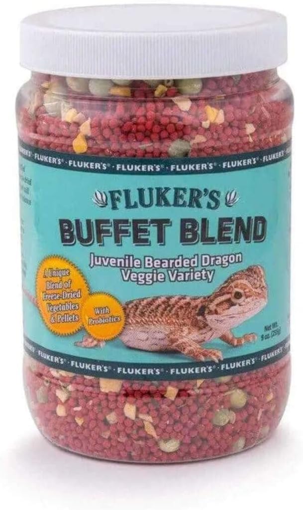 Fluker's Buffet Blend Juvenile Bearded Dragon Veggie Variety Diet, 9-Ounces, Model: 76053