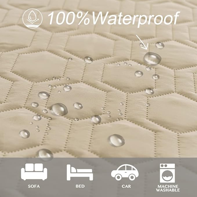 Tcksstex Waterproof and Non-Slip Dog Bed Cover and Pet Blanket Sofa Pet Bed Mat ，car Incontinence Mattress Protectors Furniture Couch Cover for Most Cats Dogs,Pets（52x82-Beige）