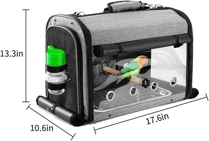 Bird Carrier Bag with Stand, Lightweight Backpack for Parrot, Portable Travel Cage, Pet Transparent Breathable Carrier Lightweight Travel Carrier for Small Bird (2PCS)