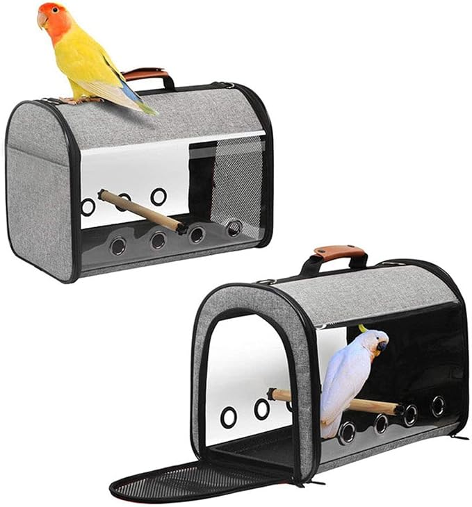 Liudan Bird Cage Bird Bird Travel Carrier Transparent Parrot Bird Cause Backpack Handles with Double Zipper Design Bird Transport Box Cage