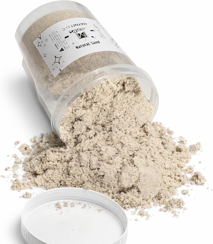 5 Pounds Natural Decorative Real Sand for use in Crafts, Decor, Vase Filler and More | Natural and Non-Toxic, Fun Wet and Dry Indoor and Outdoor, Sandbox, Therapy, and Table Use. W/Container.