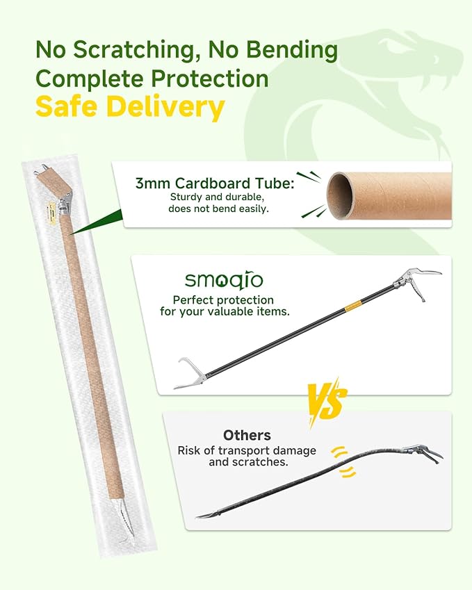 Snake Grabber Tool, 59in Professional Snake Tongs, All-Aluminum Alloy Reptile Catcher Grabber with Anti-Slip Grip, Wide Jaw Multi-Function Handling Tool with Lock