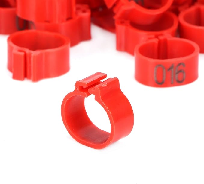 Tiiyee Pigeons Leg Ring, 100Pcs Plastic Bird Identify Clip Ring Poultry Markers Foot Ankle Training Identification Bands for Ducks Chicks Chicken Guinea Pigeons Goose Bantam Finch Lovebird Quail(12mm)