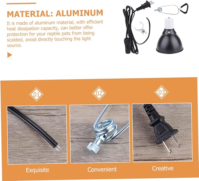 Housoutil 110v Reptile Light Fixture Clamp Lampshade for Terrariums Lightweight and Easy to Install for Turtles Lizards and Snakes Heat Dissipation