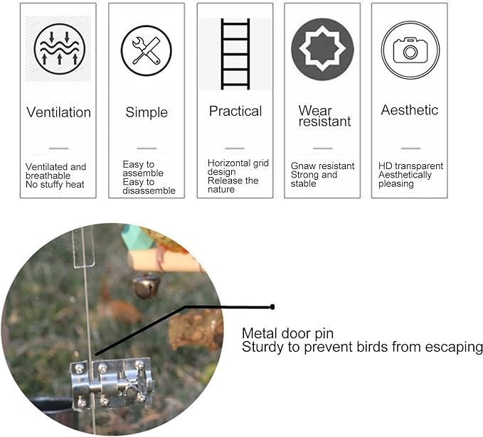 Portable Bird Cage Escape Proof Circular Arc Small Transparent Acrylic Travel Bird Carrier for Bird Parrot Premium Material Safe Non Ventilated Comfortable Handle Easy Install
