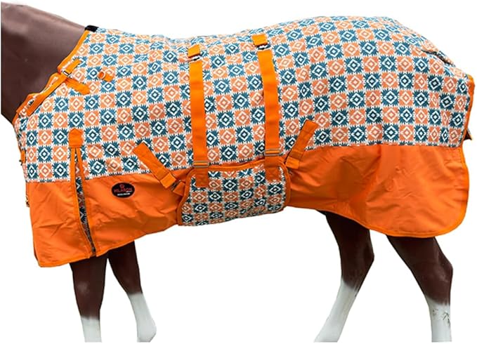 Orange 68 in HILASON 1200D Winter Waterproof Poly Horse Turnout Blanket Belly Wrap