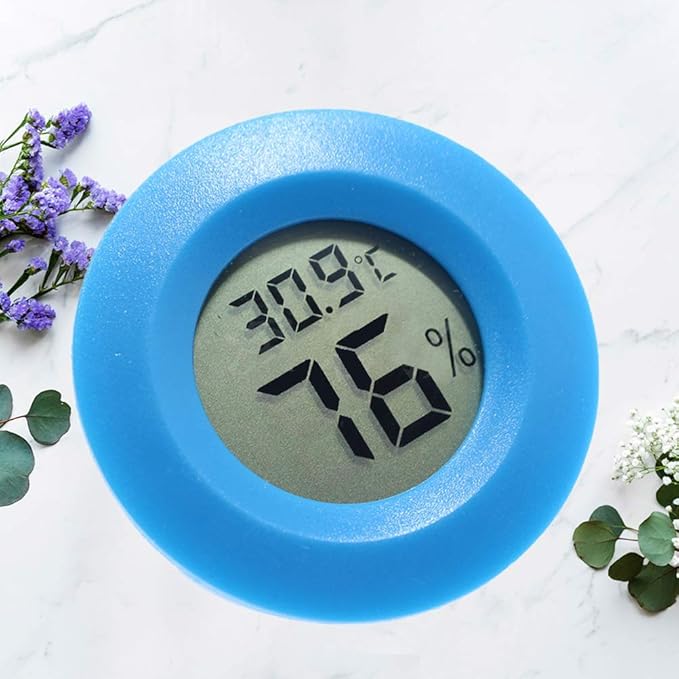 POPETPOP Reptile Box Digital Thermometer Hygrometer Round Shape Temperature and Humidity for Indoor Use Lightweight and Easy to Mount for Bedrooms and Homes