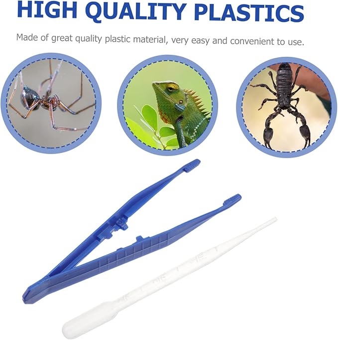 FRCOLOR 18pcs Plastic Reptile Feeding Clamp Insect Tweezer Reptile Accessories Tweezer Dropper