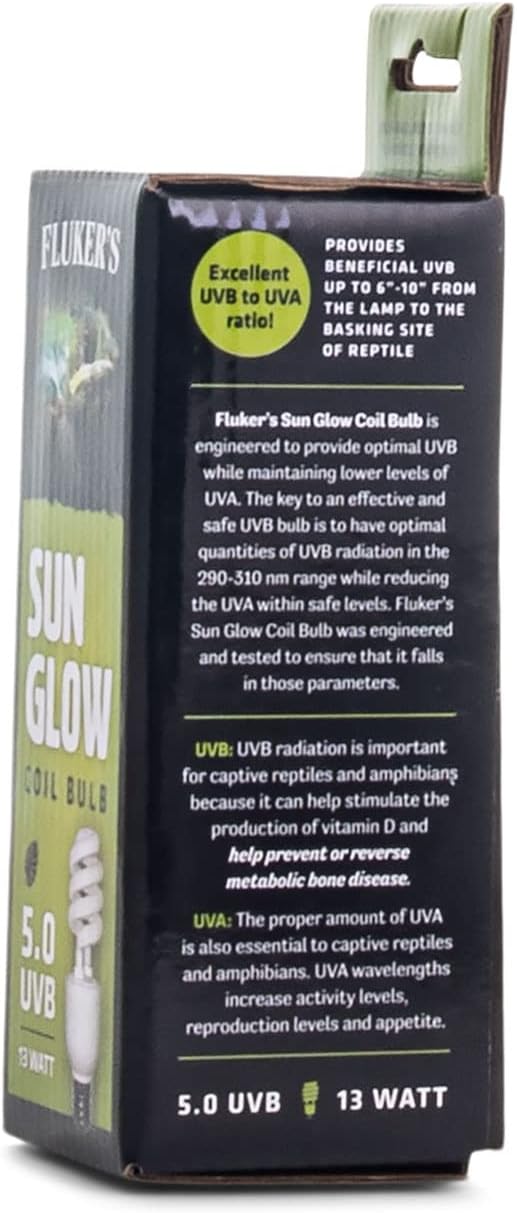 Fluker’s Sun Glow 5.0 UVB Fluorescent Coil Bulb for Tropical Reptiles, Reptile Heat Light Stimulates Natural Synthesis of Vitamin D in Captive Reptiles, 26 Watt