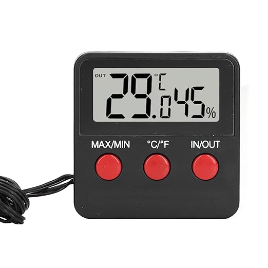 FTVOGUE Digital Hygrometer, Compact Temperature and Humidity Meter, with 2 Probes, Indoor Outdoor Monitoring for Reptiles and Incubators
