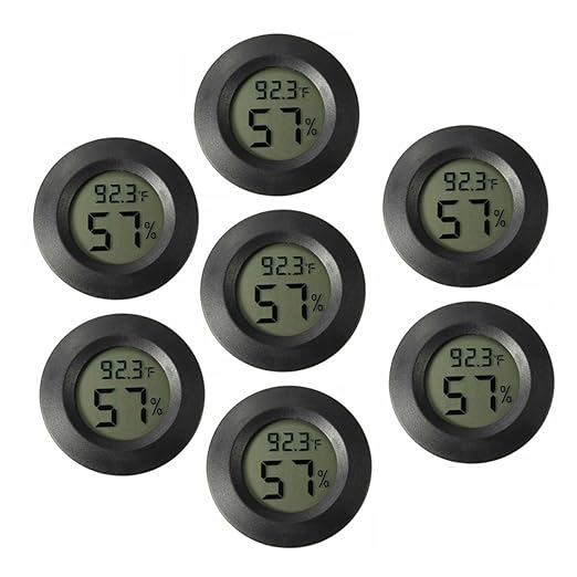7pcs Digital Thermohygrometer for Reptile Tank Humidity Temperature Monitor Mini Hygrometer 2-in-1 Gauge Ideal for Terrarium Greenhouse