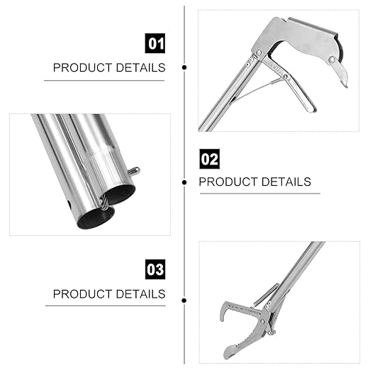 Mikikit 1pc Folding Stainless Steel Snake Catcher Clip Practical Trap Clamp with Lock for Safe Handling Lightweight Design for Home Garden Outdoor Use